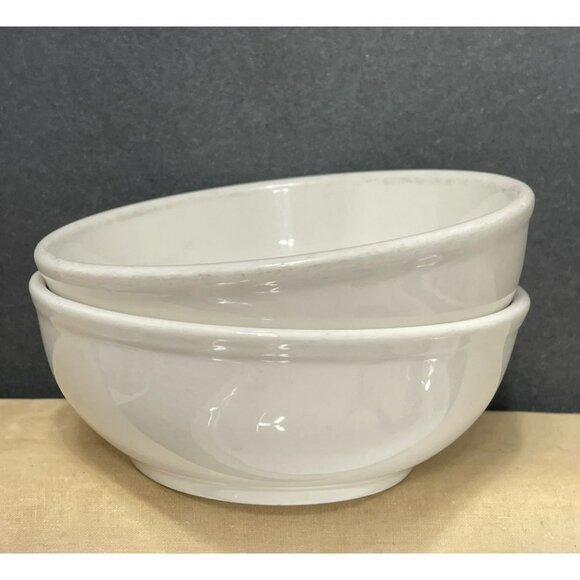 Homer Laughlin Restaurant Ware White Bowl Set Of 2 Rolled Rim Best China - Picture 1 of 6
